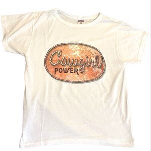 COWGIRL POWER T SHIRT WOMENS SMALL WHITE NEW​
